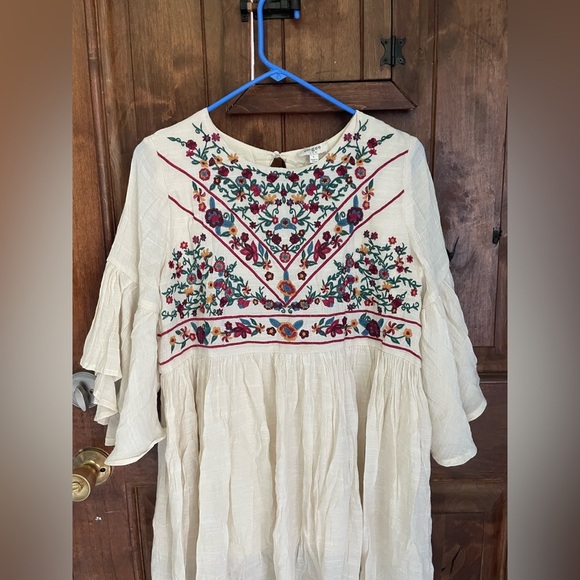 Umgee Cream Dress with Colorful Embroidery - Picture 6 of 7